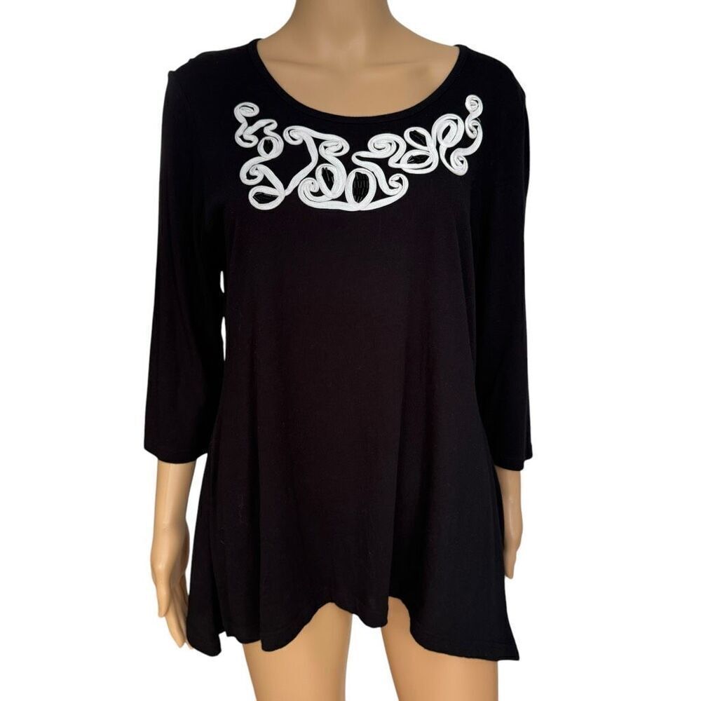 Crystal-Kobe sutash print edge top 3/4 sleeve 100% cotton size M NWT